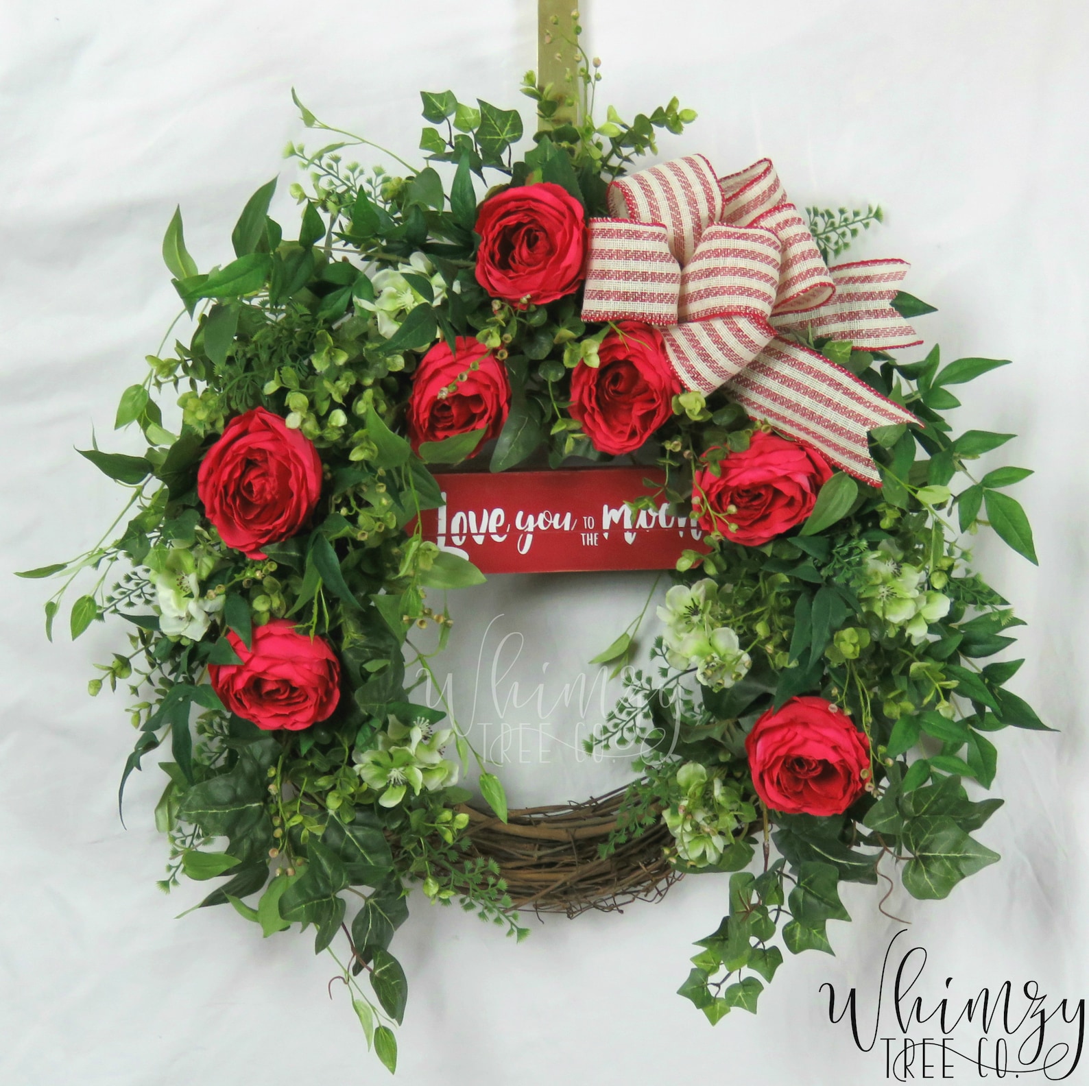 Wreath for Front Door / Rose Wreath / Valentine Wreath / Floral Wreath ...