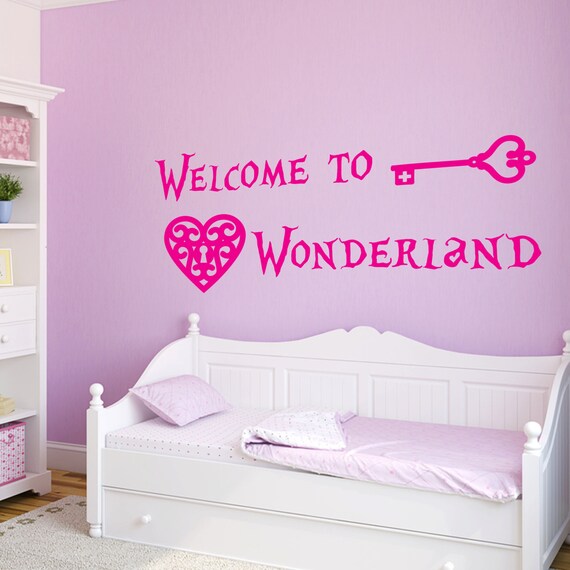 Welcome To Wonderland Wall Decal Alice In Wonderland Quotes Wall Decals Murals Nursery Kids Bedroom Alice In Wonderland Wall Art Decor Et022