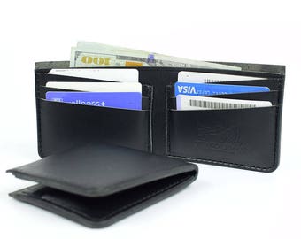 Personalized Black leather wallet, Personalized wallet, Mens leather wallet, Leather wallet, Mens wallet, Wallet, Mens gift, Bifold wallet