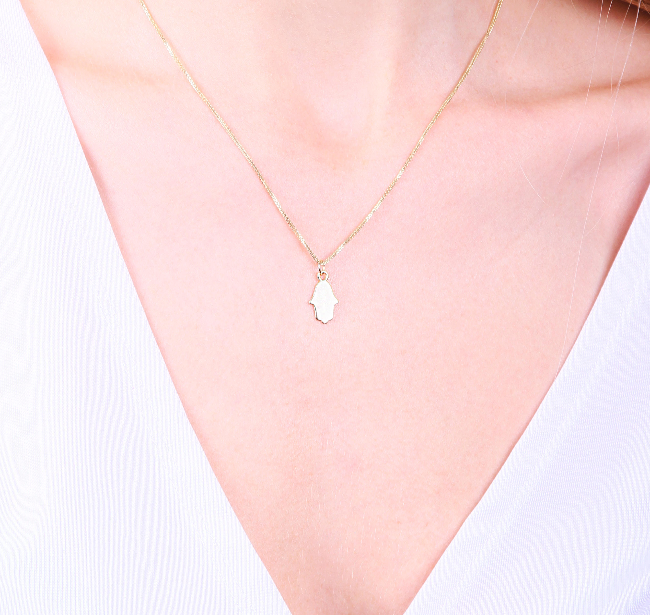 14k Gold Hamsa Charm Solid Rose 50