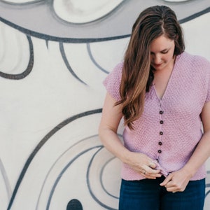 Crochet Top Pattern, Crochet Shirt Pattern The Tunisian Front Tie Top Crochet Pattern Adult Sizes PDF Instant Download
