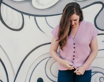 Crochet Top Pattern, Crochet Shirt Pattern The Tunisian Front Tie Top Crochet Pattern Adult Sizes PDF Instant Download