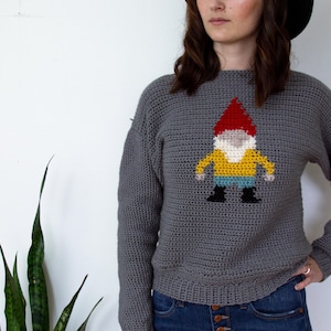 Crochet Pullover, Crochet Sweater pattern: The Gnome Pullover Tapestry/ Intarsia Crochet Pattern PDF