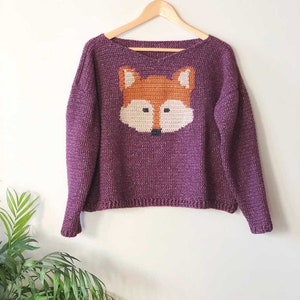 Crochet sweater Pattern The Woodland Fox Animal Tapestry Crochet Pattern Adult Sizes Crochet Pullover for Adults image 4