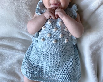 Crochet Dress for Kids and Babies, Crochet Pinafore, The Bobble Pinafore Dress Crochet Pattern PDF