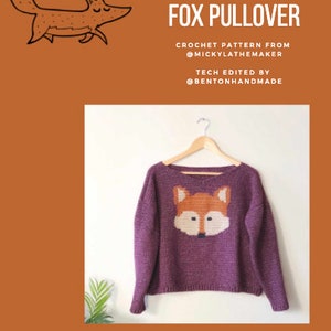 Crochet sweater Pattern The Woodland Fox Animal Tapestry Crochet Pattern Adult Sizes Crochet Pullover for Adults image 3