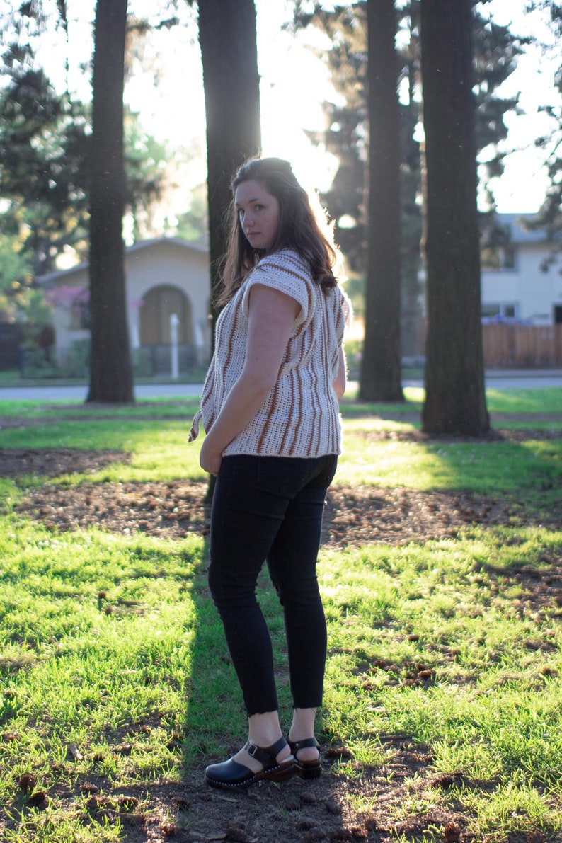 Crochet Top Pattern The Linen Front Tie Top Crocheted PDF Pattern Crochet Tee Pattern