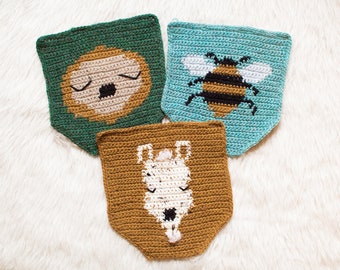 Crochet Home Decor The Mini Wall Hanging/ Bunting Pattern Bundle (Sloth, Alpaca, Bee)