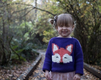 Crochet Sweater for Kids The Woodland Fox Animal Tapestry Crochet Pattern