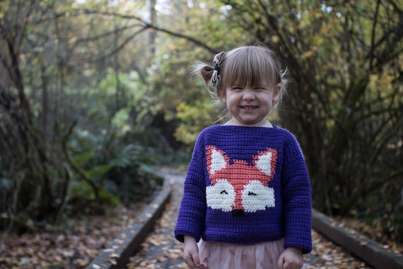 Crochet Sweater for Kids the Woodland Fox Animal Tapestry Crochet