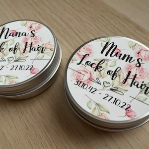 lock of hair keepsake tin pink roses