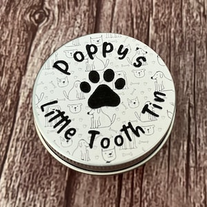 Dog tooth box pet keepsake tin