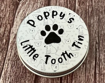 Dog tooth box pet keepsake tin