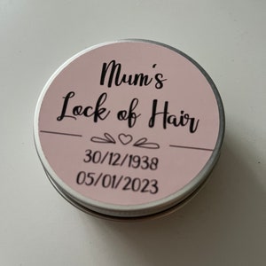 lock of hair keepsake tin light pink