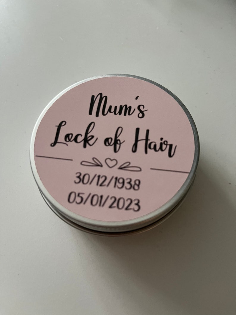 lock of hair keepsake tin light pink