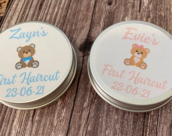 Baby first haircut curl keepsake tin