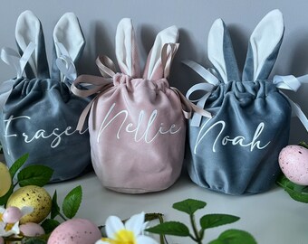 Personalised Easter Bags, Velvet bunny bag, Easter egg gifts, Easter gifts for her, Easter gifts for him, Bunny ears bag