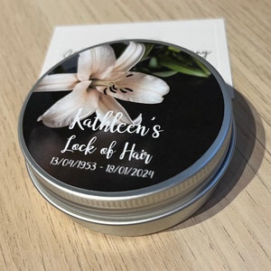 lock of hair keepsake tin Lily