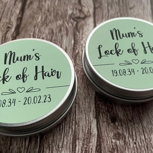 lock of hair keepsake tin sage green