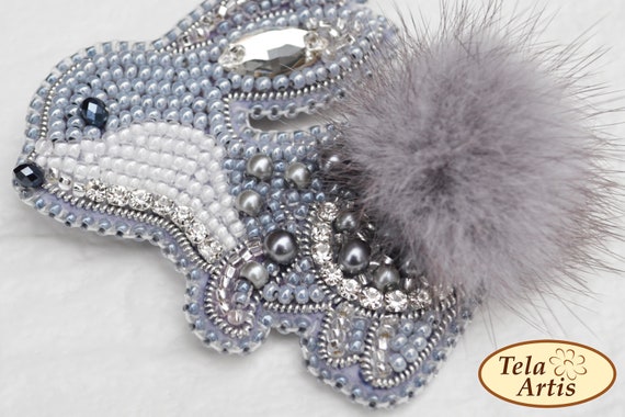 Jewelry Making Set Silver Rabbit Beading Brooches Embroidery Kit