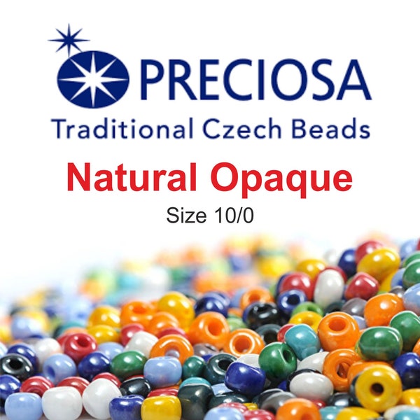 Preciosa Rocailles, Größe 10/0, natürliche undurchsichtige tschechische Glas-Rocailles für Perlenstickerei, runde Perlen zum Basteln, hochwertige Perlen
