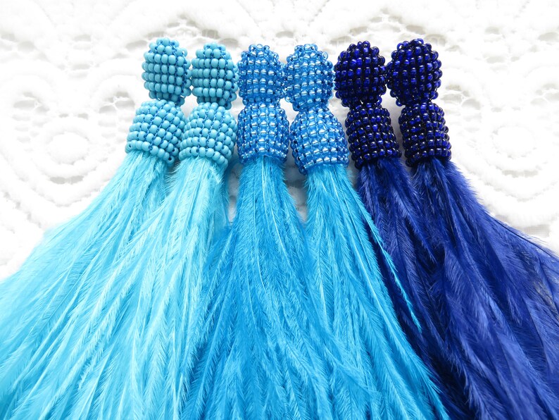 Yellow Ostrich Feather Earrings main image 1
