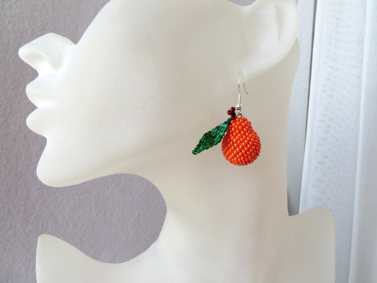 Pear Beaded Earrings Orange Ball Earrings Bon Bon Earrings Les Etsy