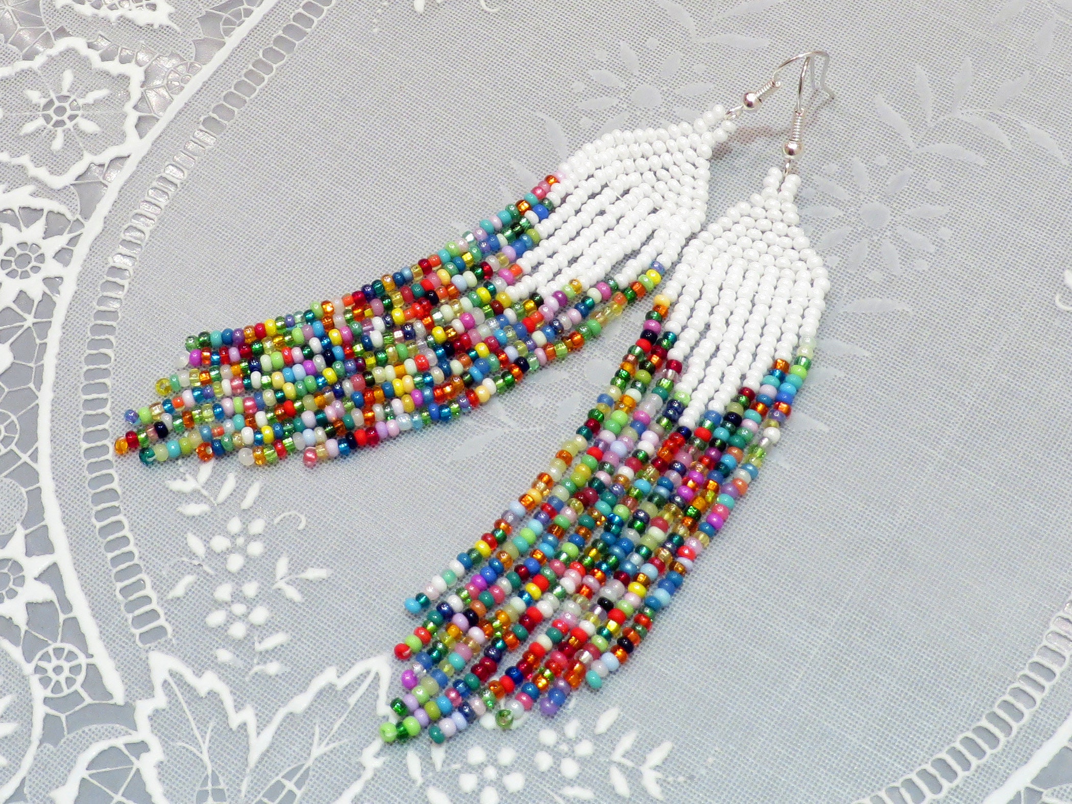 Multicolor Long Beaded Earrings main image 0