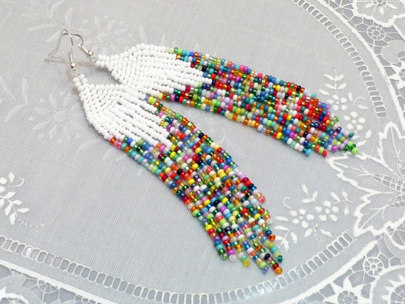 Multi colored 2024 beaded earrings
