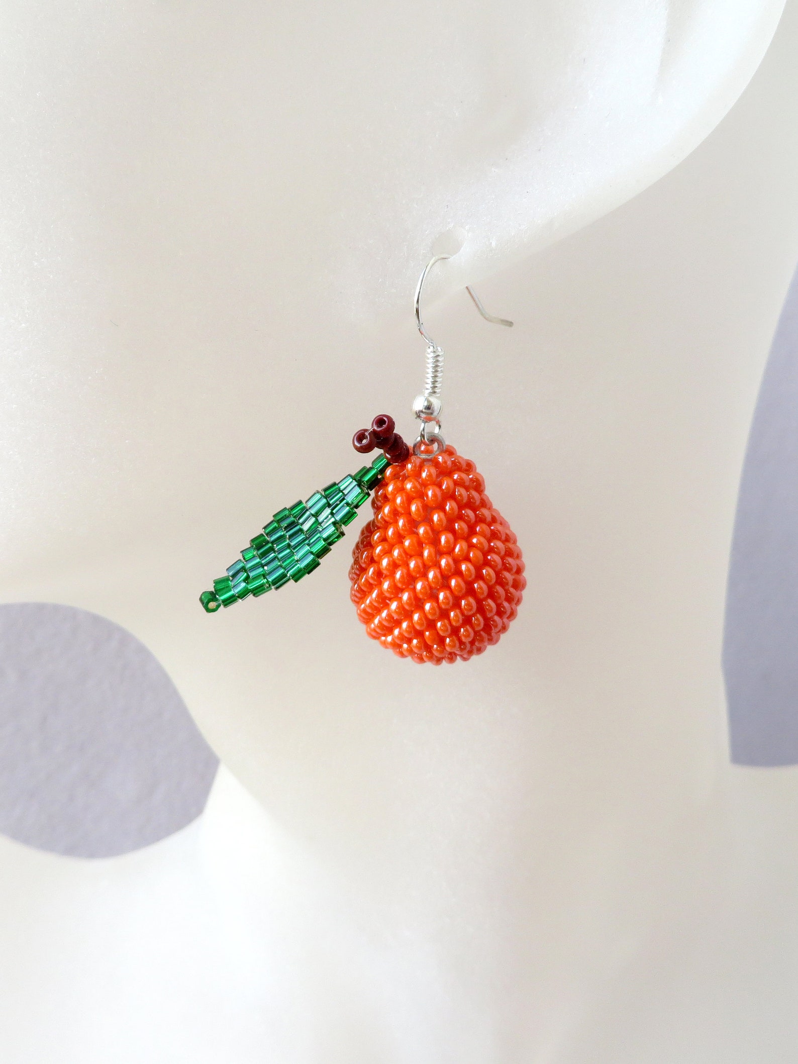 Pear Beaded Earrings Orange Ball Earrings Bon Bon Earrings Les Etsy