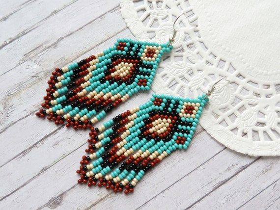 Multi colored beaded on sale earrings