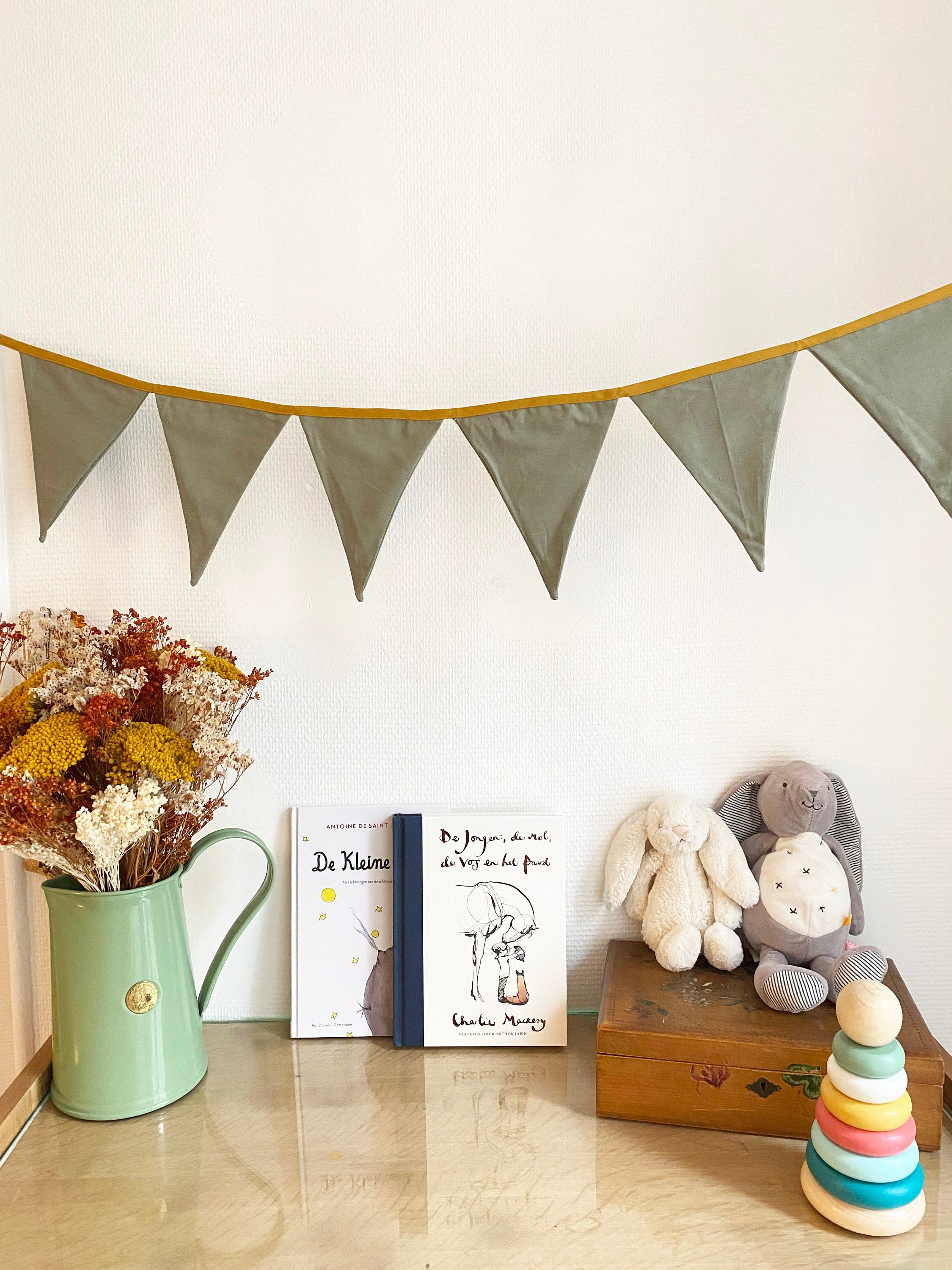 Guirlande de Fanions en Tissu - Vert Sauge