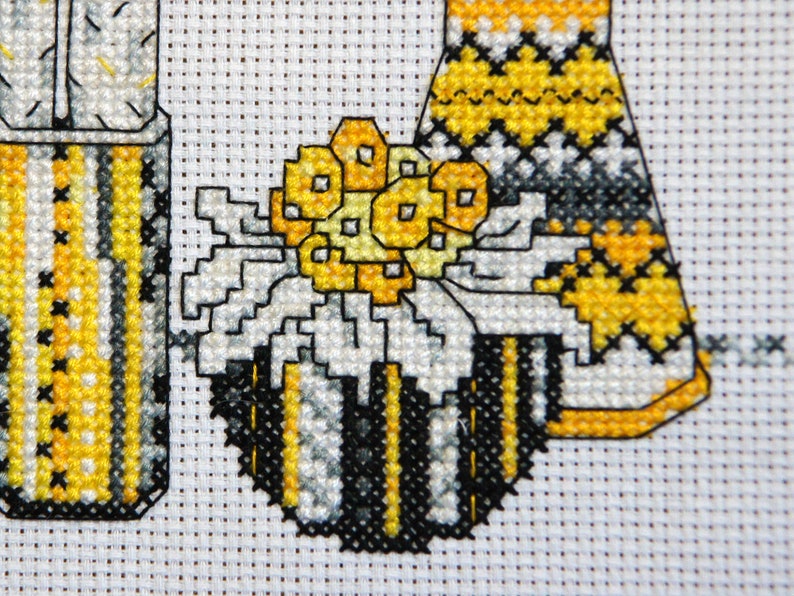house plants and vases Cactus Needlepoint pattern Still life with yellow flowers Modern cross stitch pattern PDF Instant download