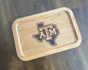 College Logo Cherry Wood Catch-All Tray| Any College Logo| Customizable Wooden Catch-All|Graduation Gifts| Great For Guys & Girls