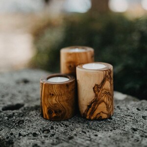 Olive Wood Tea Light Holder Set of 3| Handmade Candle Holders| Rustic Candle Holders| Farmhouse Candles|For Wedding and Housewarming Gifts