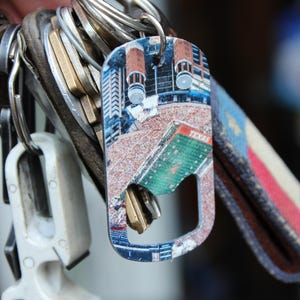 Texas Longhorns Metal Keychain Bottle Opener | Custom UT Stadium or Tower Design | Gift for Grads, Alumni, & Longhorn Fans