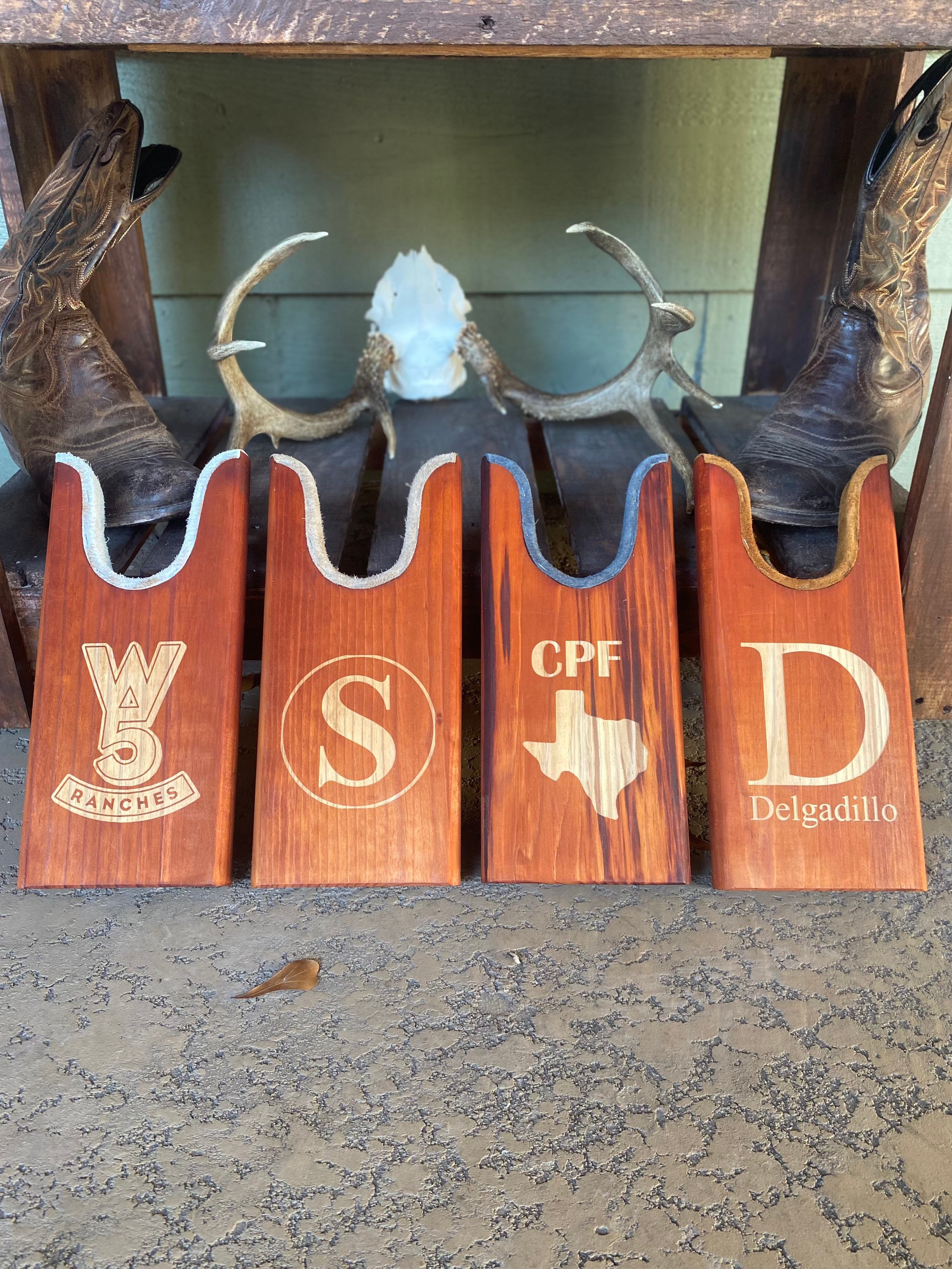 Custom Wooden Boot Jacks Pine and Leather Boot Jacks Handmade in Texas Great For Rodeo Gifts Great For Graduation Gifts Gifts For Guys