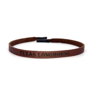 Texas Longhorns Leather Sunglass Strap | UT Eyewear Holder with Custom Engraving | Gift for Grads, Alumni, Game Day & Outdoor Fans| Tailgate