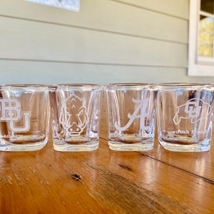 Custom College Shot Glasses| 1.5 oz Shot Glass| Custom Grad Gifts| Any Names, Any Style| Custom Engraved Photos, Logos, Names, And More