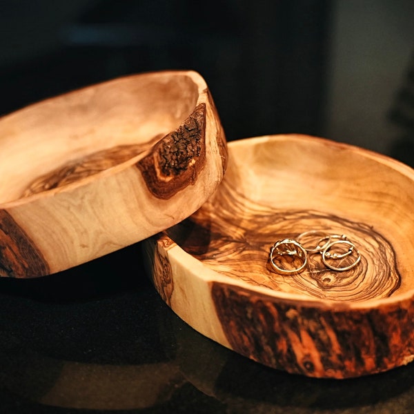 Olive Wood Branch Bowl| Handmade Olive Wood Bowl| Rustic Ring Bowl| Rings, Keys, Coins, & More!|