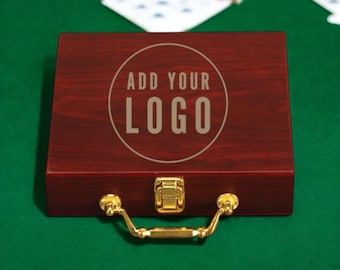 Personalized Wooden Poker Set with 100 Chips, Cards and Dice