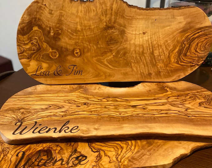 Custom Name Olive Wood Cutting Boards With Juice Rim| Customizable Cutting Board | Engraved Charcuterie Boards| Wedding Gifts| Company Gifts