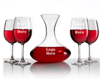 Flat Top 64oz Wine Decanter with Optional Glasses | Wine Lover Gift | Elegant Wine Carafe | Wedding Gift | Housewarming Gift | Barware Set