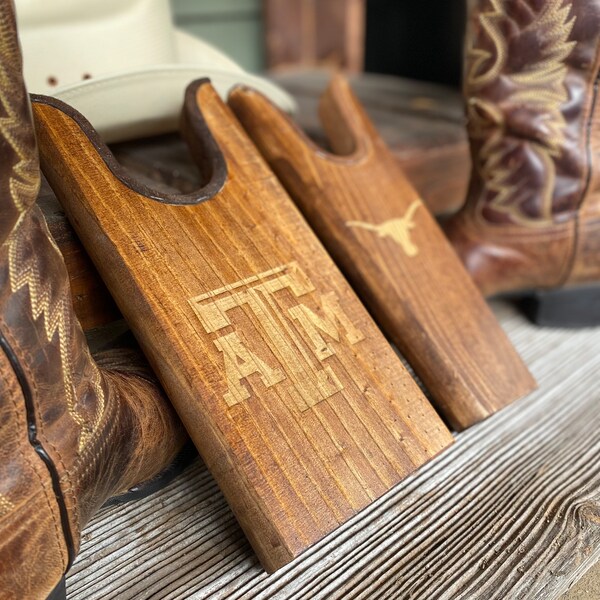 Custom Wooden Boot Jacks| Pine and Leather Boot Jacks| Handmade in Texas|Great For Rodeo Gifts| Great For Graduation Gifts| Gifts For Guys|