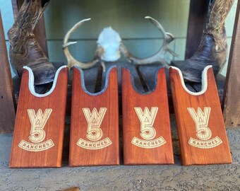 Custom Logo Wooden Boot Jacks| Pine and Leather Boot Jacks| Handmade in Texas|Client Employee Intern Gifts| Holiday Gifts| Texas Gifts