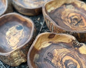 Olive Wood Branch Bowl| Handmade Olive Wood Bowl| Rustic Ring Bowl| Rings, Keys, Coins, & More!|