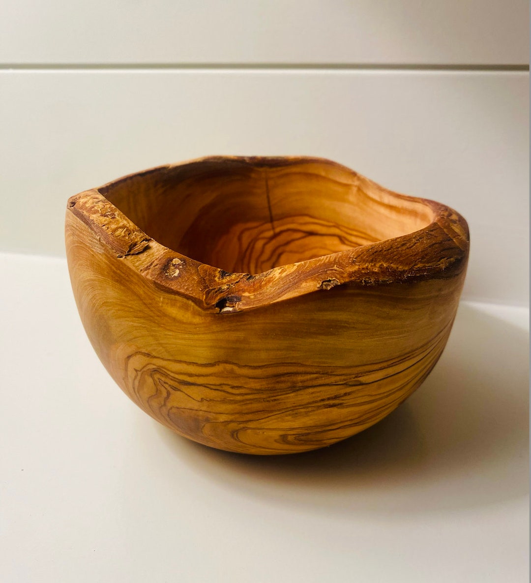 Rustic Live Edge Olive Wood Snack Bowl Handmade Olive Wood Bowl Rustic