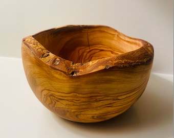 Rustic Live Edge Olive Wood Snack Bowl| Handmade Olive Wood Bowl| Rustic Snack Bowl For Chips, Fruit, Candy and More