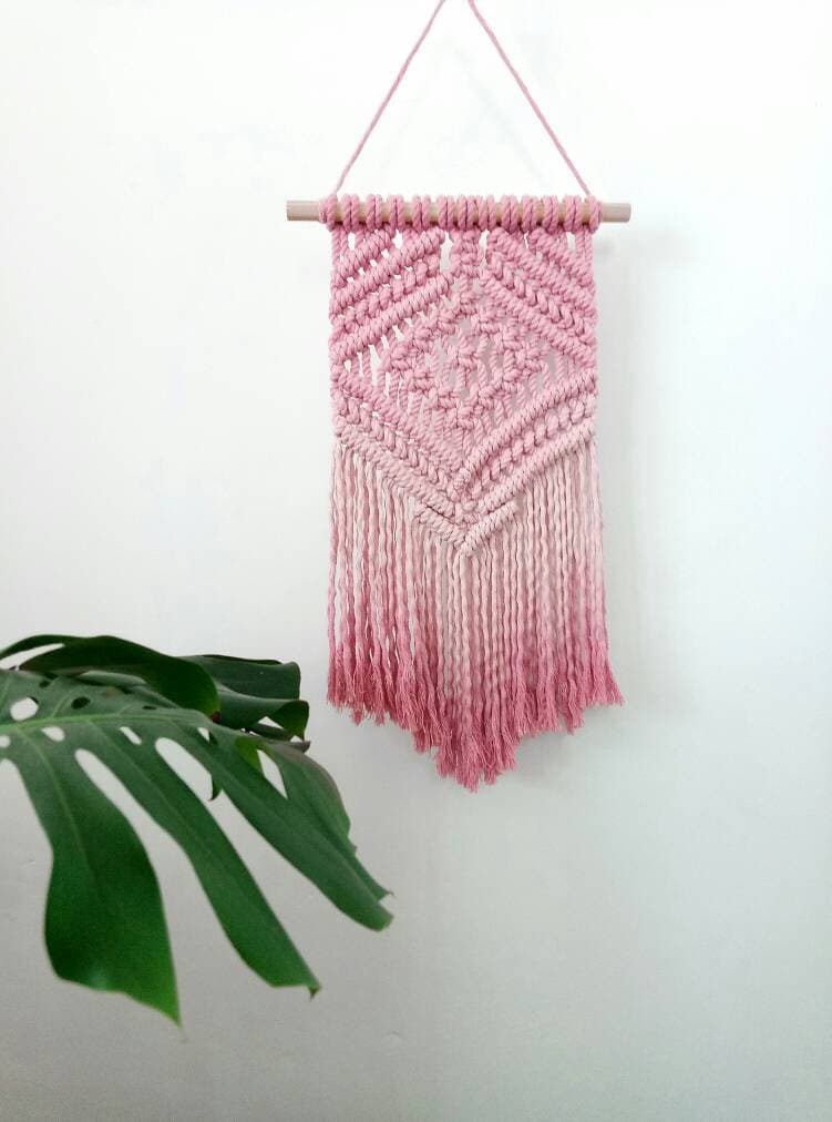 Dipdyed macrame wall hanging Pink macrame wall hanging Pink Etsy