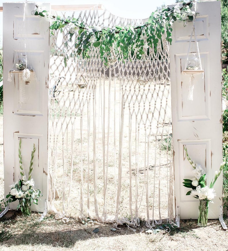 Macrame wedding backdrop Large bohemian Curtain Boho wedding Wedding ceremony arch Macrame curtain Macrame wedding arch